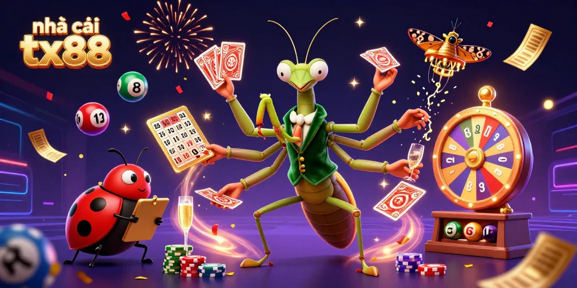 Experience the excitement at nhà cái tx88 with the vibrant casino illustration featuring lively characters and dynamic gaming elements.