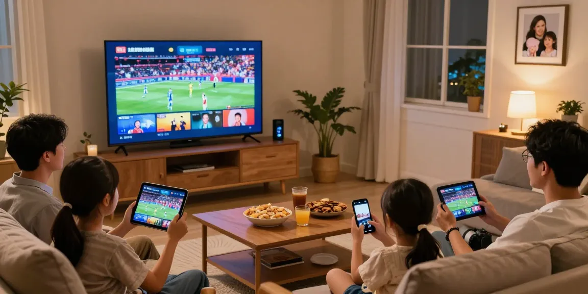 Regardez vos chaînes préférées avec l'IPTV multi écrans dans un espace familial confortable.