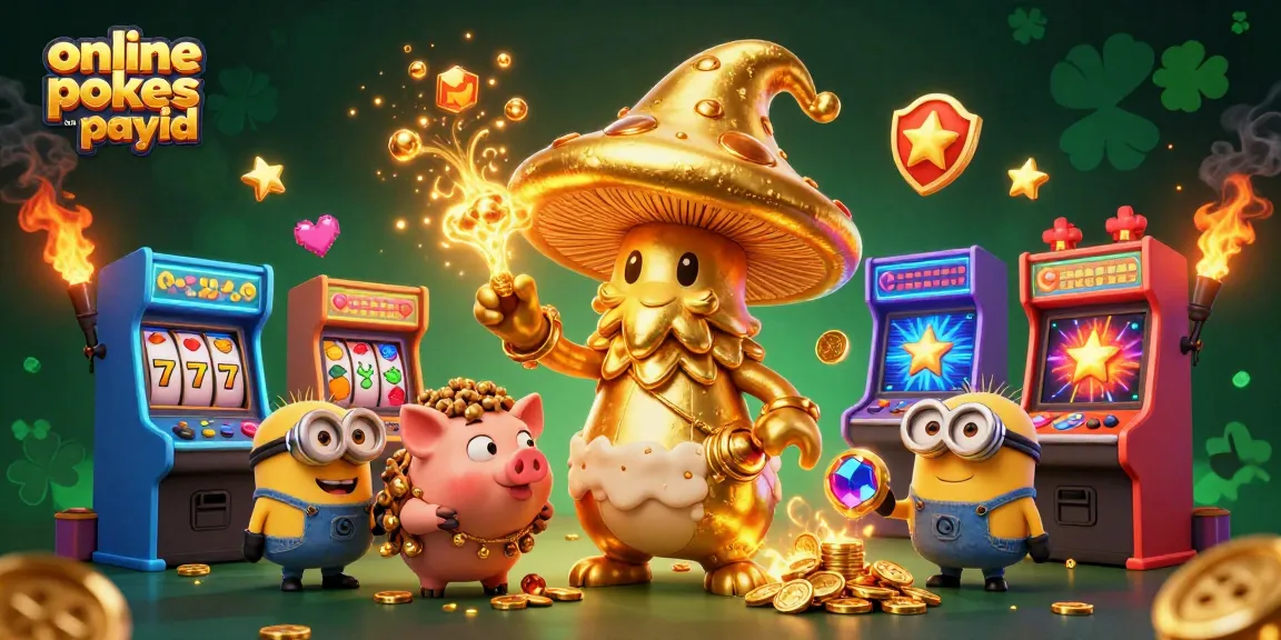 Engage with online pokies Australia PayID through a vibrant 3D casino scene featuring magical characters.