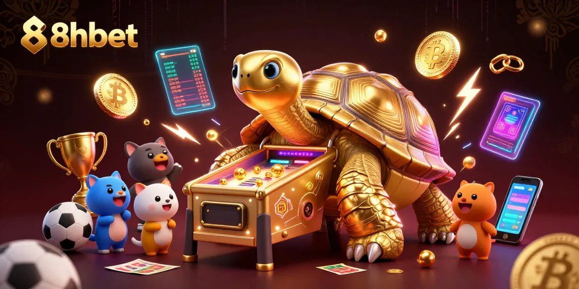 Experience thrilling sports betting at 8xbet with a lively tortoise pinball and energetic animals.