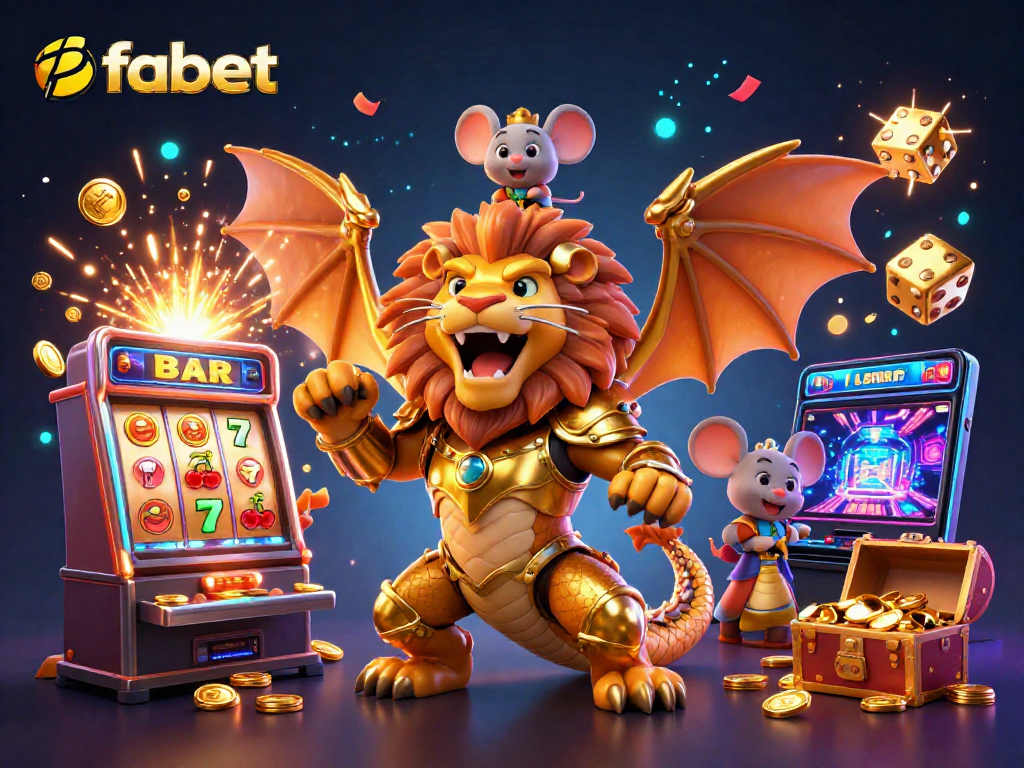 Experience winning excitement with fabet's vibrant 3D jackpot scene featuring thrilling casino elements.