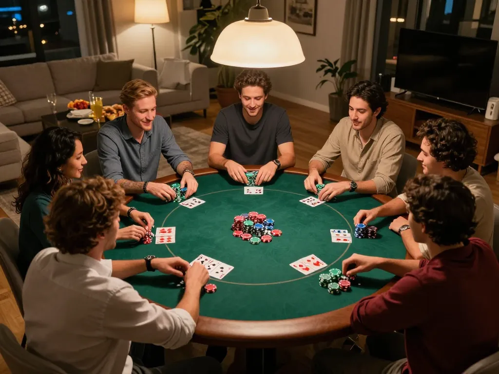 Players enjoying poker night at home with sc88e atmosphere filled with strategy and excitement