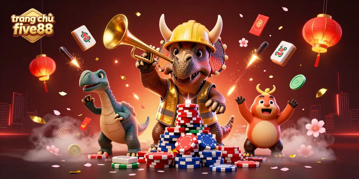 Experience excitement with the trang chủ five88 illustrated scene featuring card games and joyous celebrations.