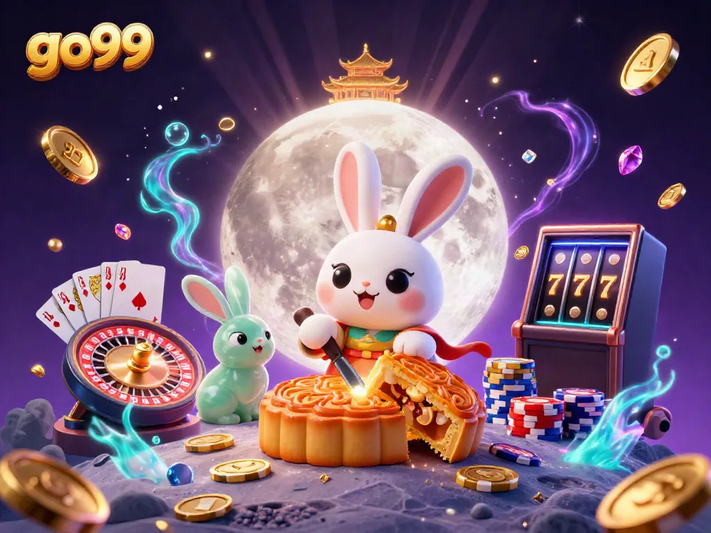 Experience thrilling gameplay with go99's 3D casino adventures featuring vibrant moon rabbits and casino elements.