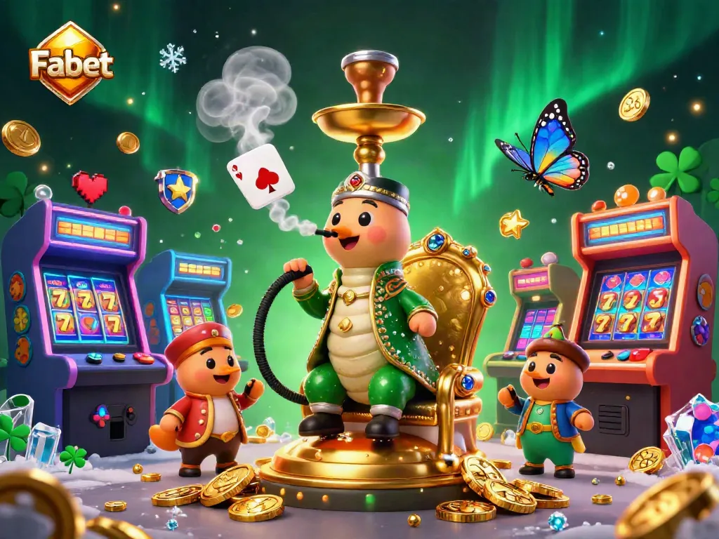 Engage with Fabet's vibrant casino world through a 3D captivating illustration featuring slot reels and gaming elements.