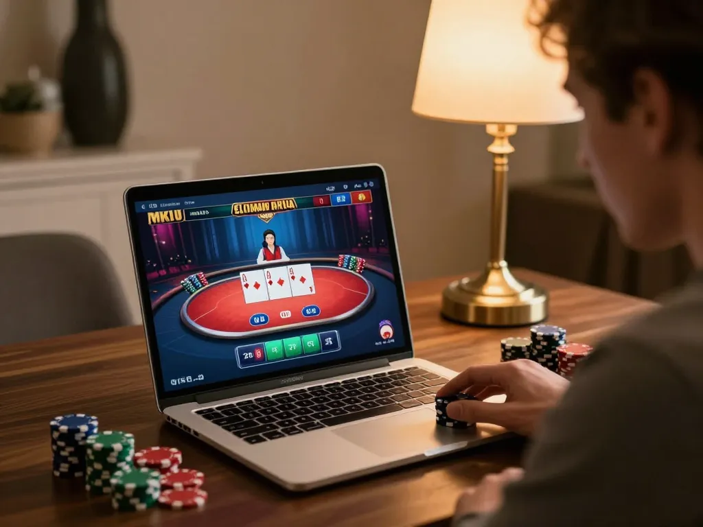 Win big with 79sodoni in a captivating online poker game setup, showcasing strategic gameplay elements.