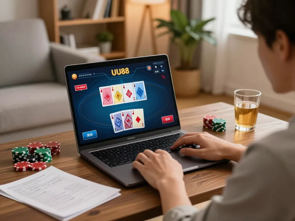 Engaging online poker gameplay at UU88 with detailed betting strategies and personal comfort.