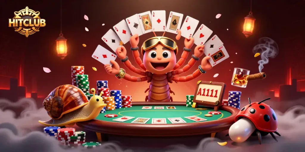 Experience HITCLUB excitement with a vibrant 3D casino scene filled with dynamic characters and gaming action.